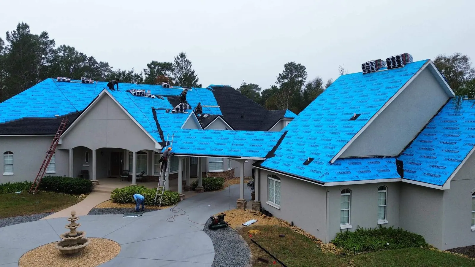 Sanford roof dried in with blue underlayment during the replacement