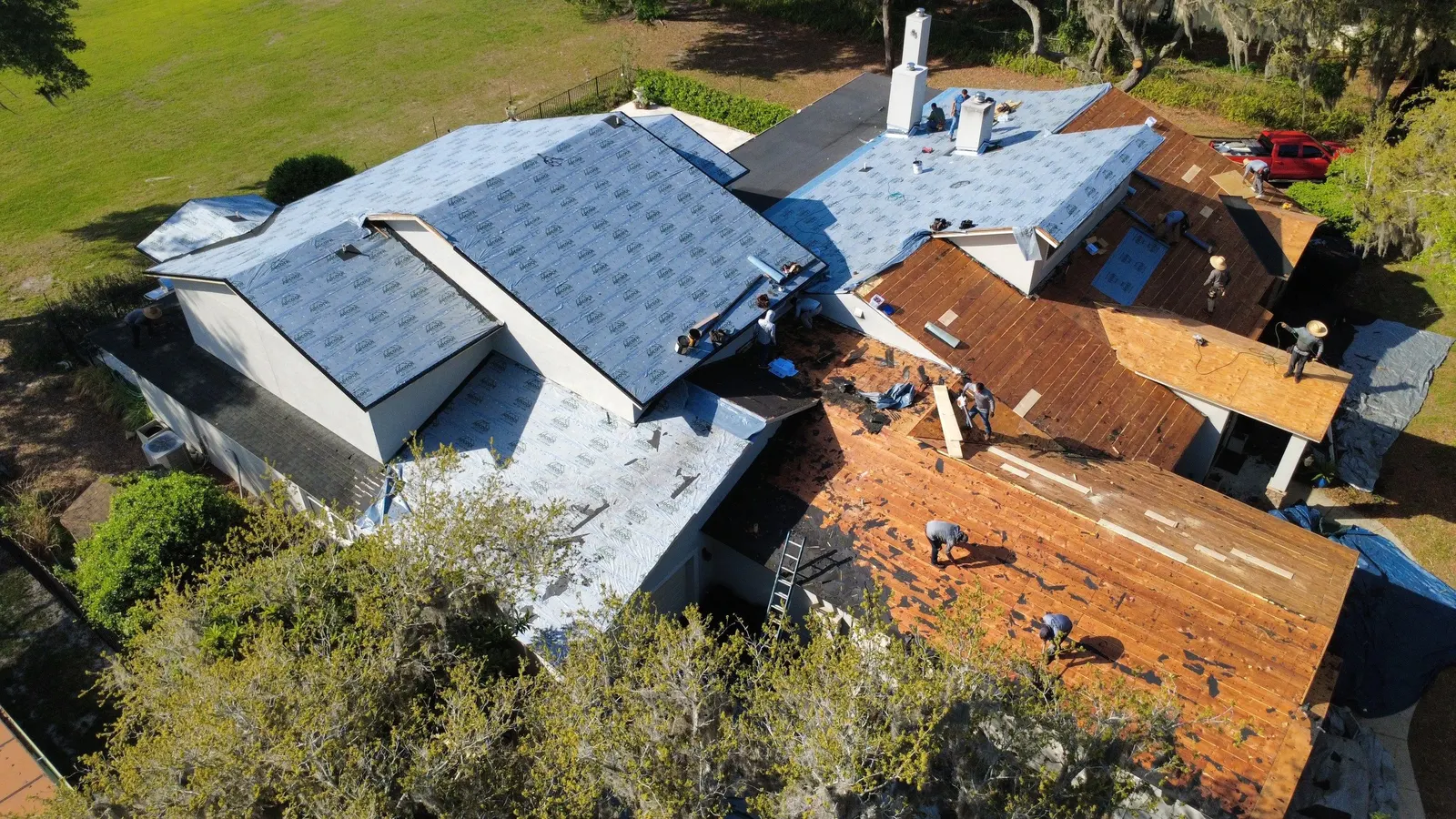Old shingles coming off the Lake Mary roof during the tear-off